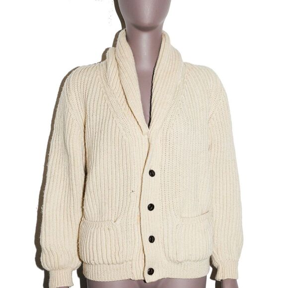 Vintage Wool Knit Grandpa Cardigan Button Front Preppy Old Money Top - Picture 1 of 4